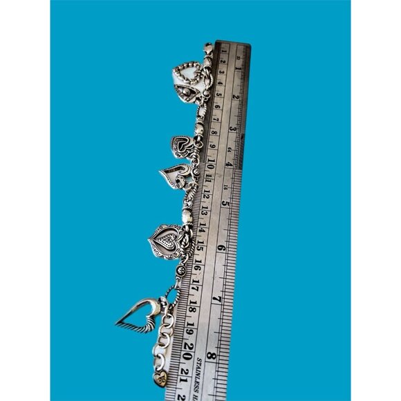 Brighton Retired "L'amore" Collection Multi-Heart Textured Charm Silver bracelet - Picture 3 of 6